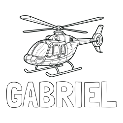 Online izdelana pobarvanka - Pobarvanka imena GABRIEL in pobarvanka sodobnega helikopterja