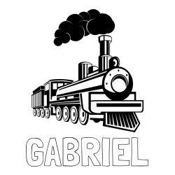 Online izdelana pobarvanka - Pobarvanka imena GABRIEL in pobarvanka velike lokomotive