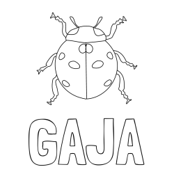 Online izdelana pobarvanka - Pobarvanka imena GAJA in pobarvanka pikapolonice