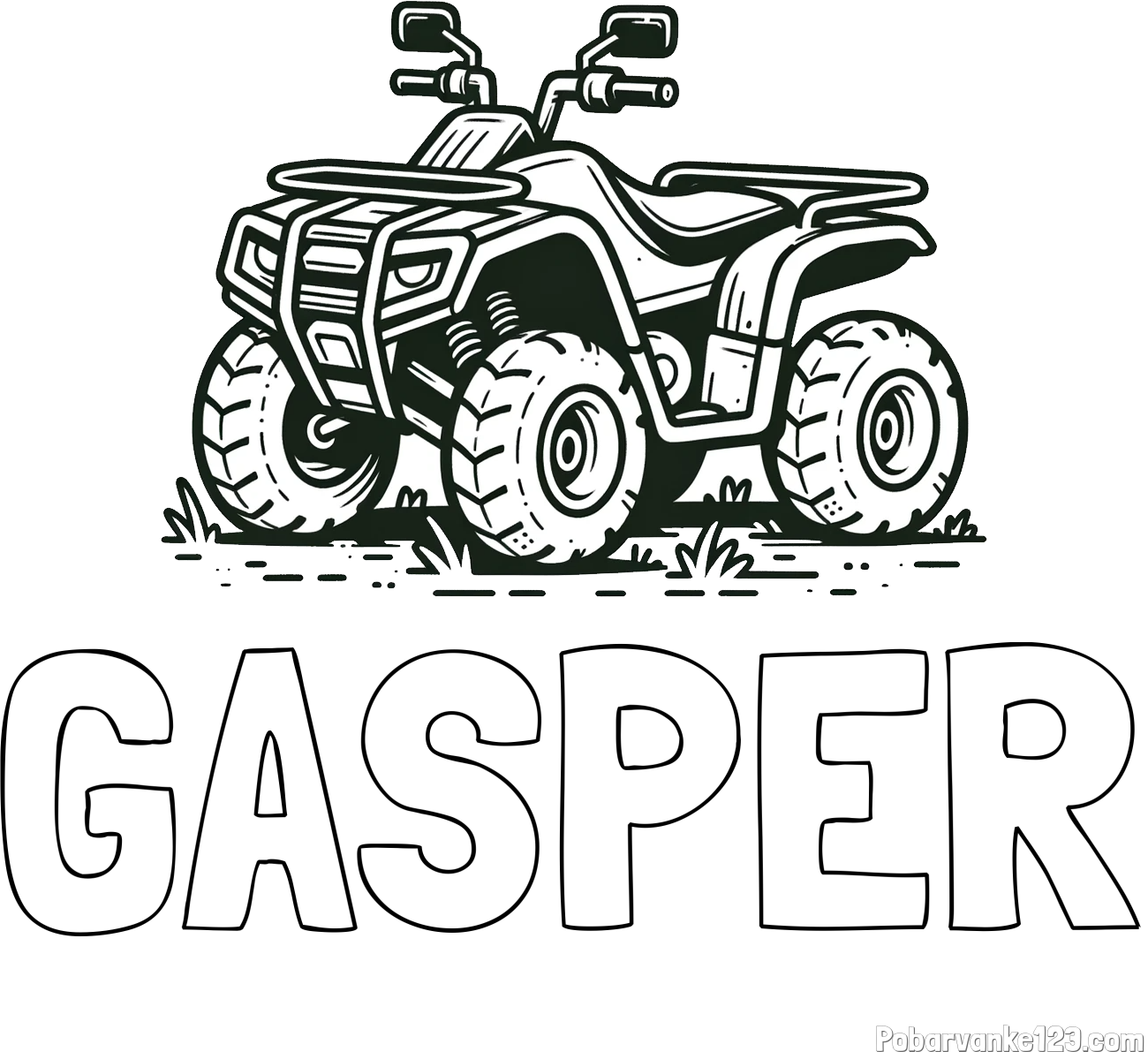 Pobarvanka imena GAŠPER in pobarvanka štirikolesnika