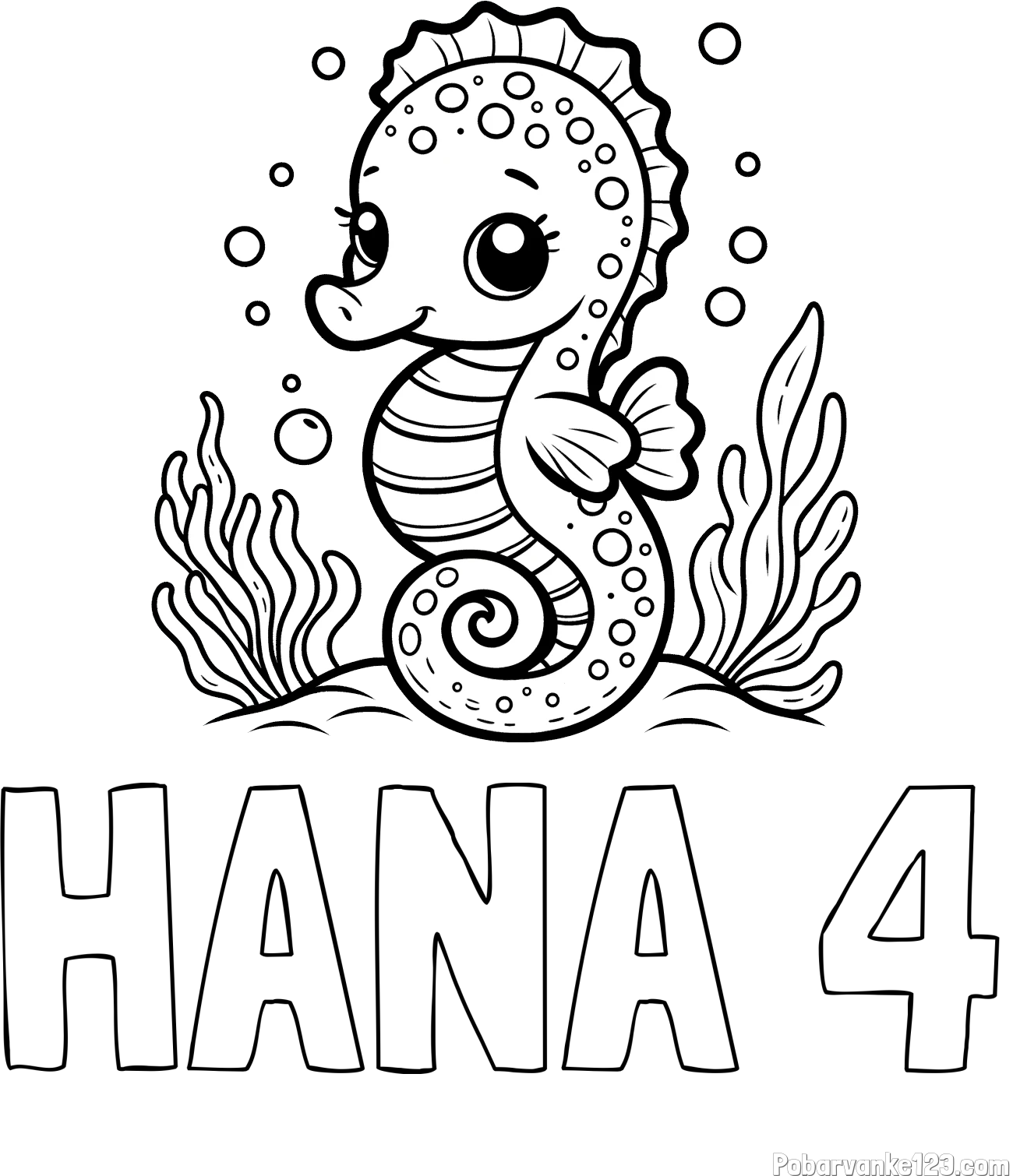 Pobarvanka imena HANA 4 in pobarvanka morskega konjička