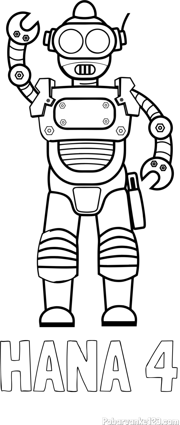 Pobarvanka imena HANA 4 in pobarvanka robota, ki pozdravlja