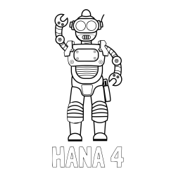 Online izdelana pobarvanka - Pobarvanka imena HANA 4 in pobarvanka robota, ki pozdravlja
