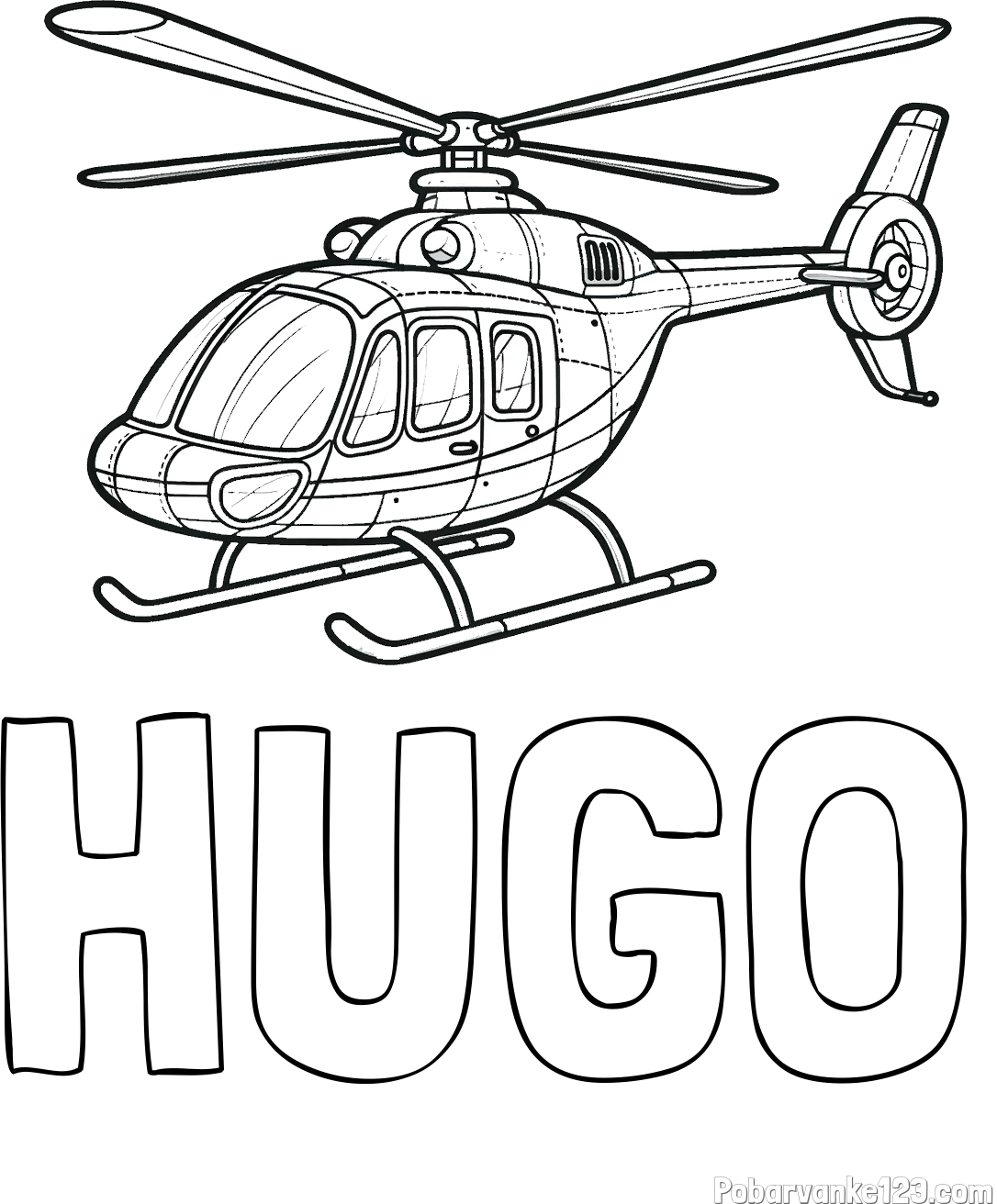 Pobarvanka imena HUGO in pobarvanka sodobnega helikopterja