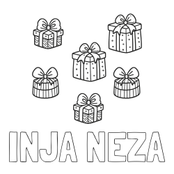 Online izdelana pobarvanka - Pobarvanka imena INJA NEŽA in pobarvanka božičnih daril