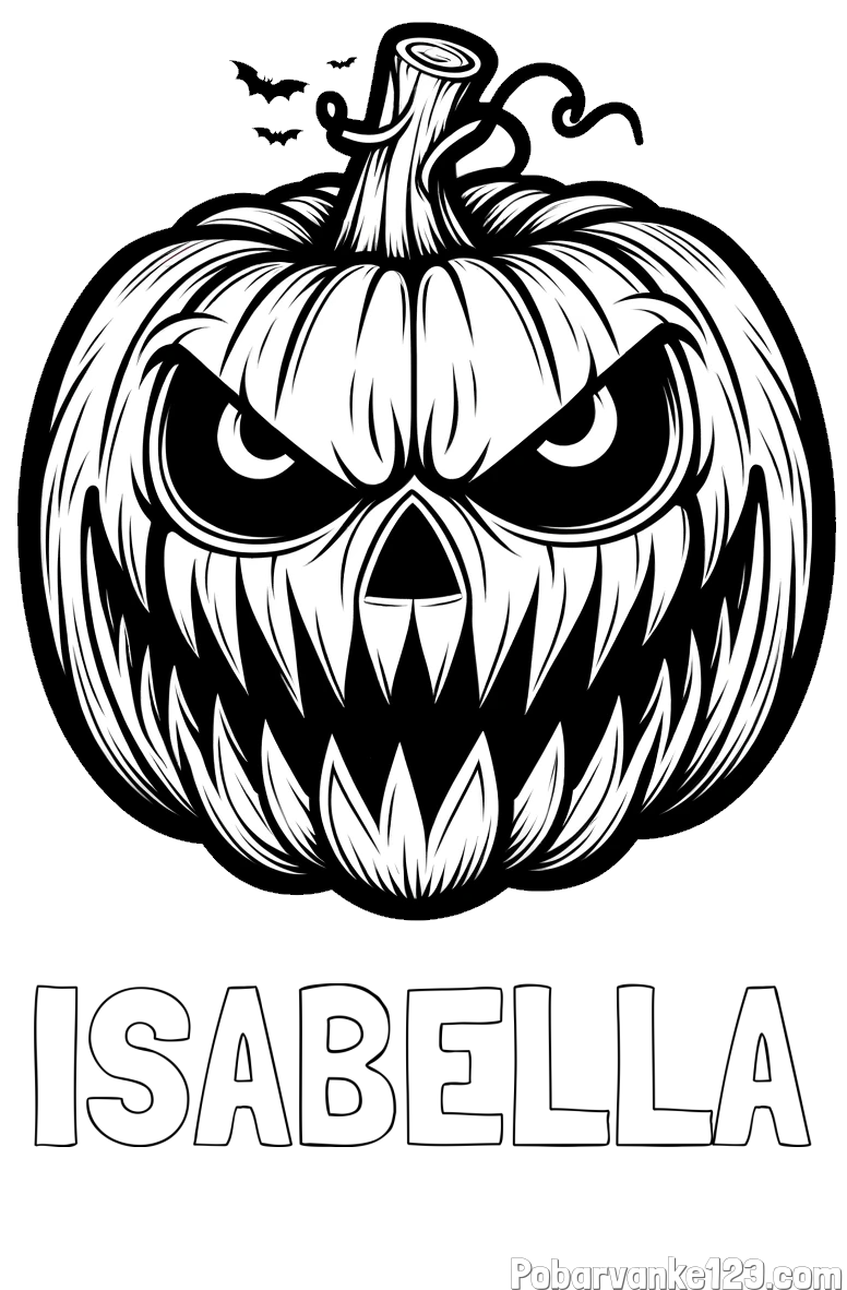 Pobarvanka imena ISABELLA in pobarvanka zlobne buče za noč čarovnic