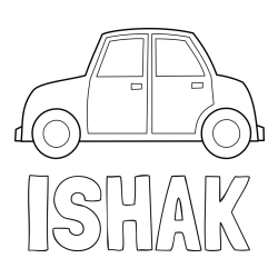 Online izdelana pobarvanka - Pobarvanka imena ISHAK in pobarvanka avta