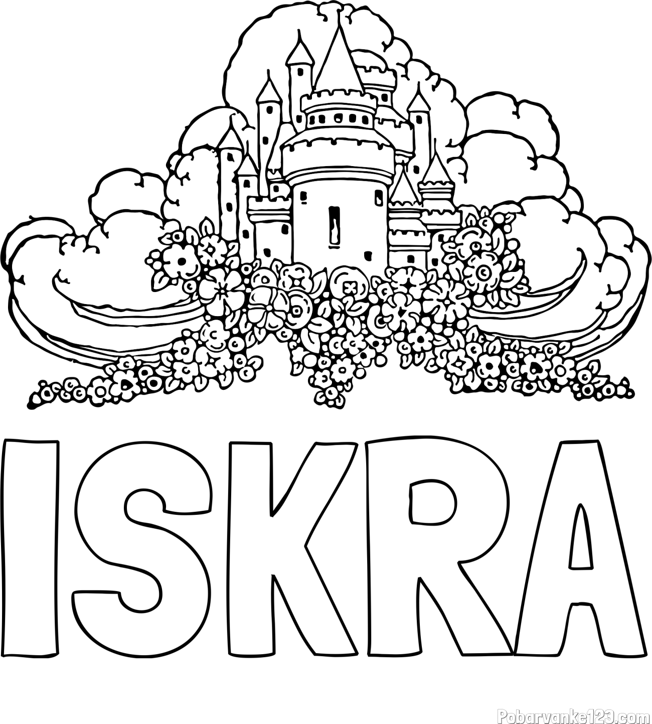 Pobarvanka imena ISKRA in pobarvanka nebeškega gradu