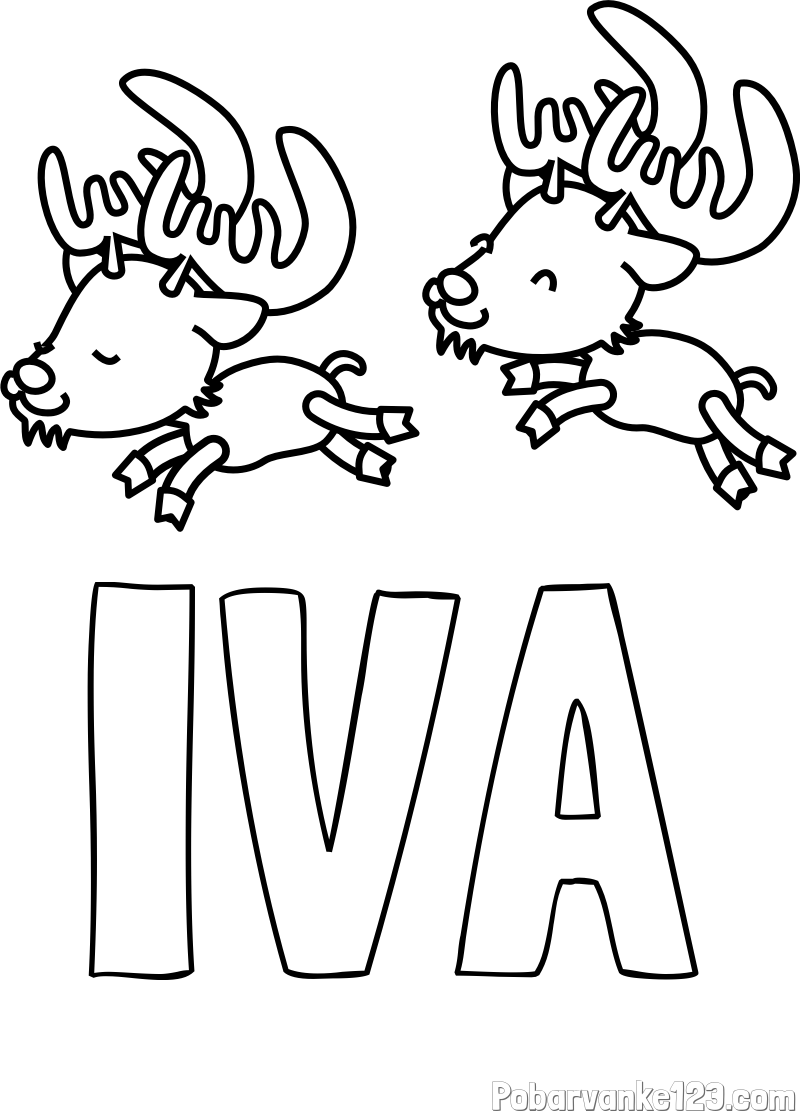 Pobarvanka imena IVA in jelenčka