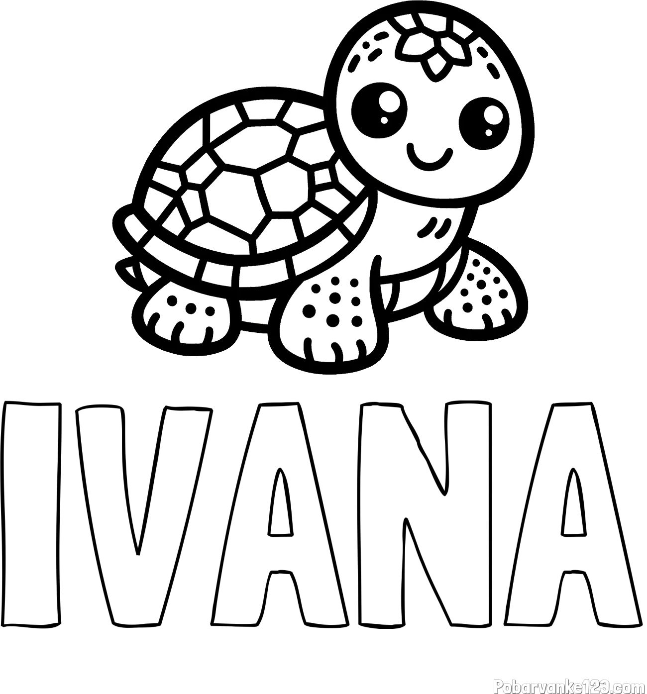 Pobarvanka imena IVANA in otroška pobarvanka želve