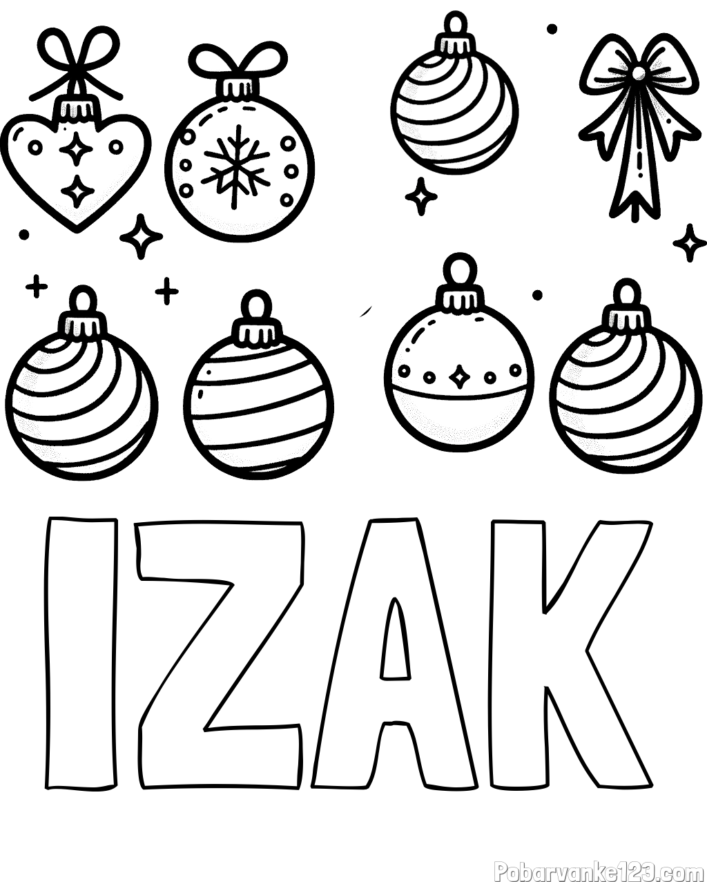 Pobarvanka imena IZAK in pobarvanka božičnih okraskov za na smrečico