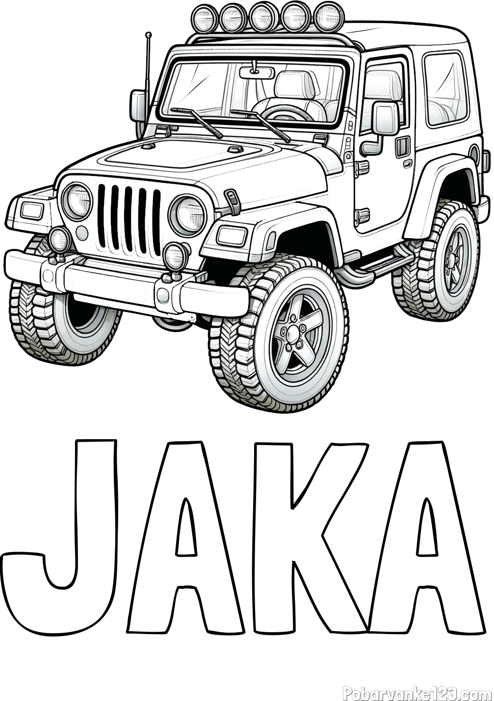 Pobarvanka imena JAKA in pobarvanka džipa