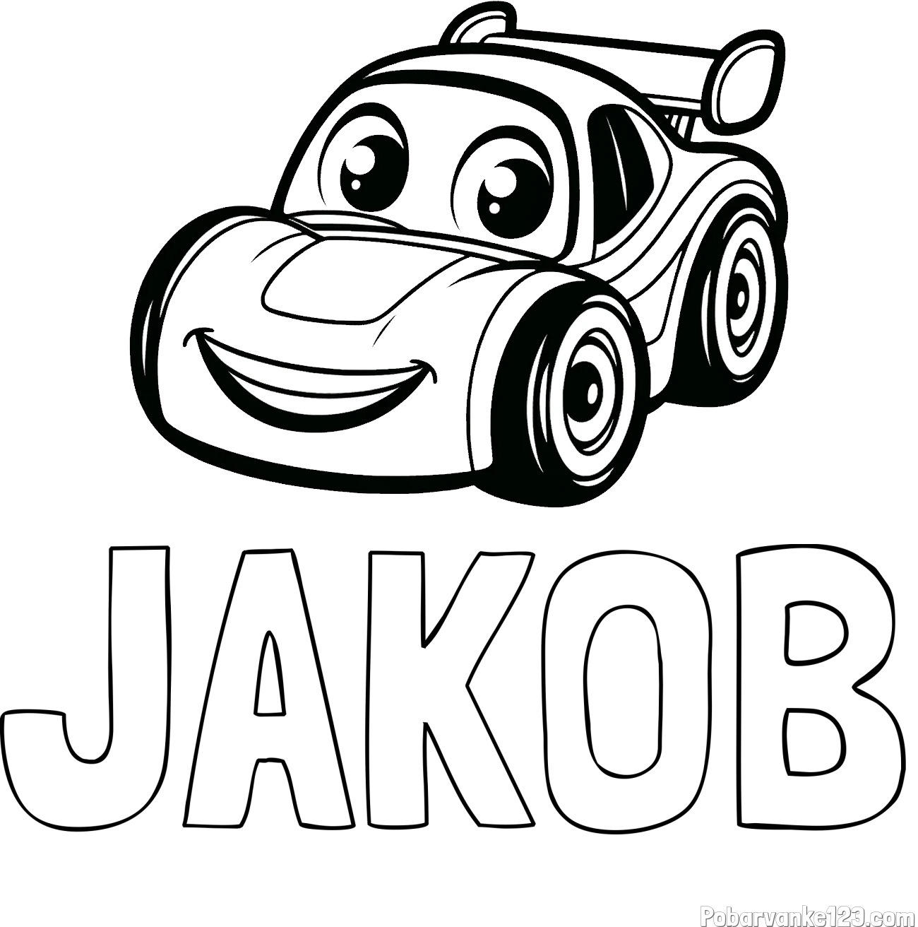 Pobarvanka imena JAKOB in pobarvanka otroškega avtomobila