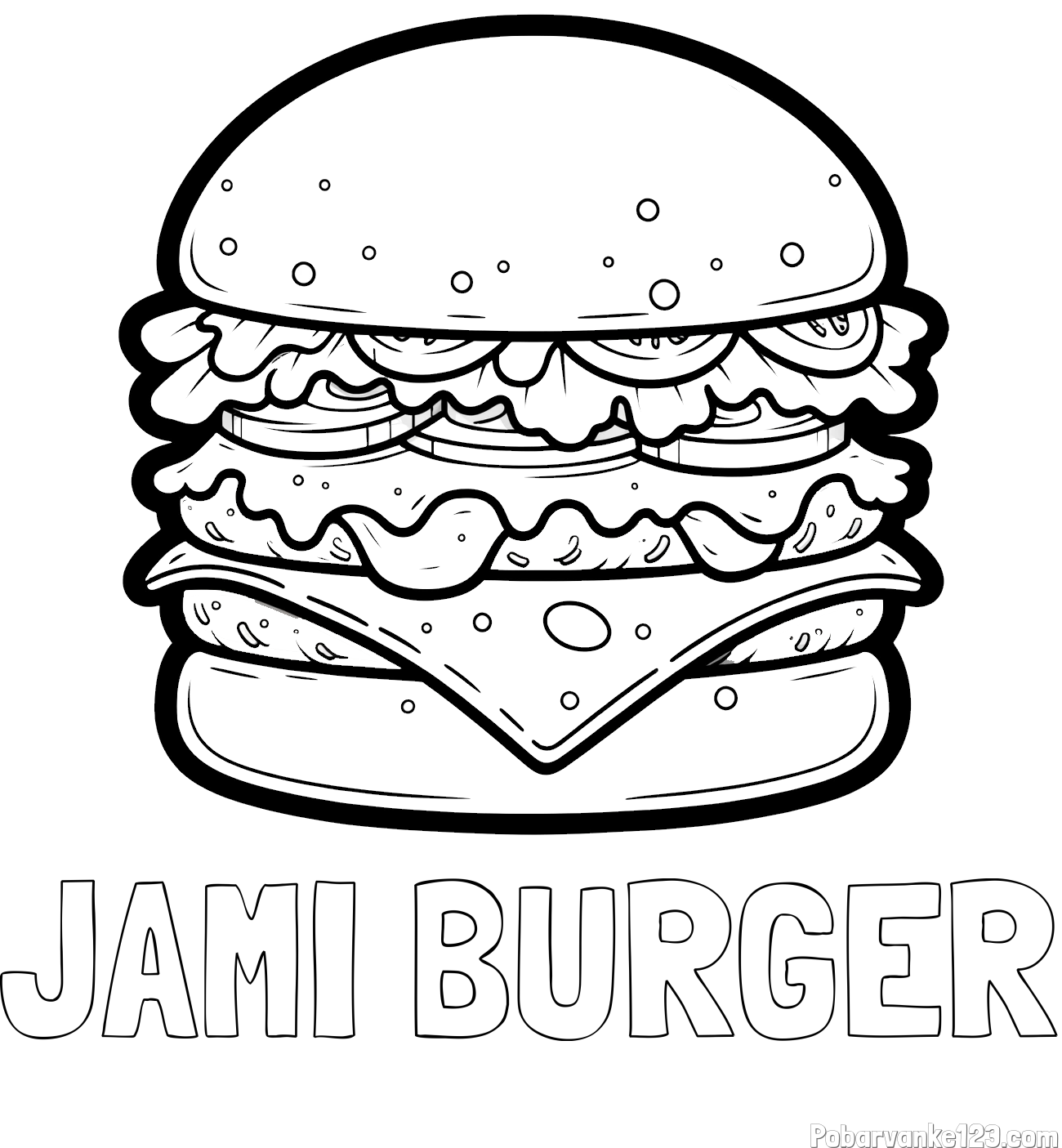 Pobarvanka imena JAMI BURGER in pobarvanka hamburger