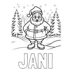 Online izdelana pobarvanka - Pobarvanka imena JANI in pobarvanka Božička v gozdu