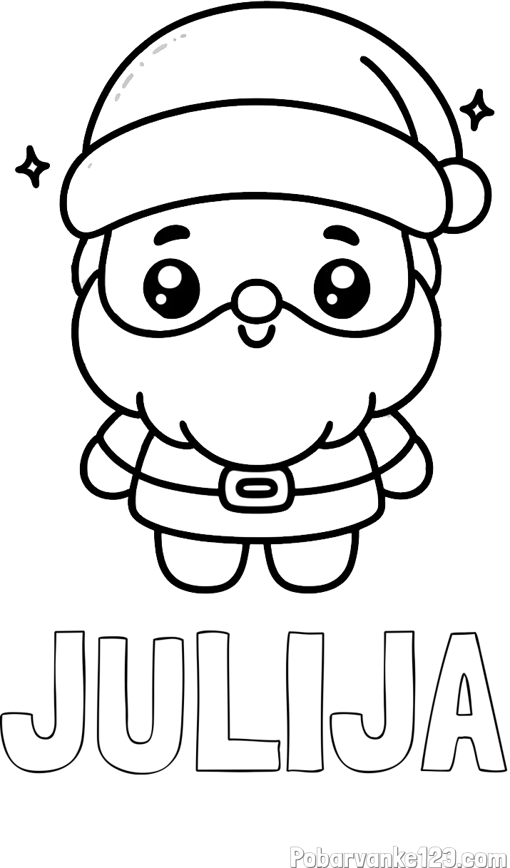 Pobarvanka imena JULIJA in enostavna otroška pobarvanka Božička