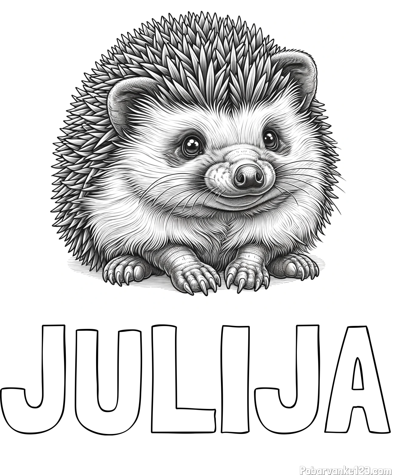 Pobarvanka imena JULIJA in pobarvanka ježa