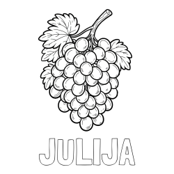 Online izdelana pobarvanka - Pobarvanka imena JULIJA in pobarvanka velikega grozdja