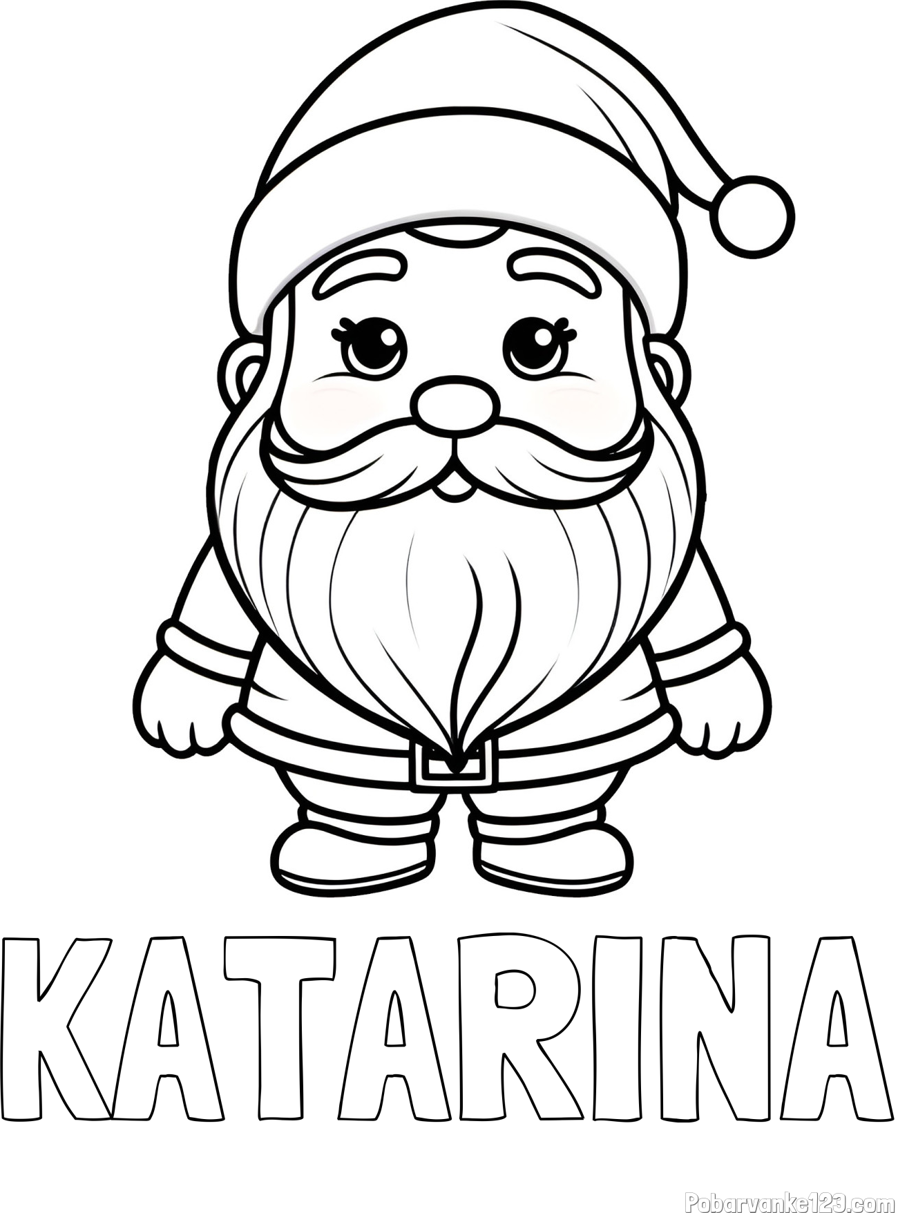 Pobarvanka imena KATARINA in otroška pobarvanka ljubkega Božička