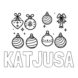 Online izdelana pobarvanka - Pobarvanka imena KATJUŠA in pobarvanka božičnih okraskov za na smrečico