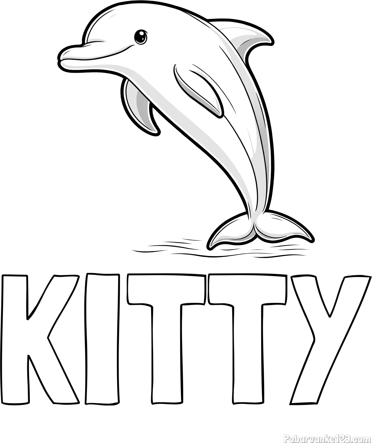 Pobarvanka imena KITTY in pobarvanka delfina