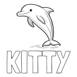 Online izdelana pobarvanka - Pobarvanka imena KITTY in pobarvanka delfina