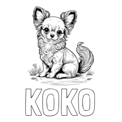 Online izdelana pobarvanka - Pobarvanka imena KOKO in pobarvanka ljubke čivave