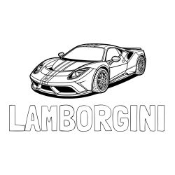 Online izdelana pobarvanka - Pobarvanka imena LAMBORGINI in pobarvanka čudovitega športnega avtomobila