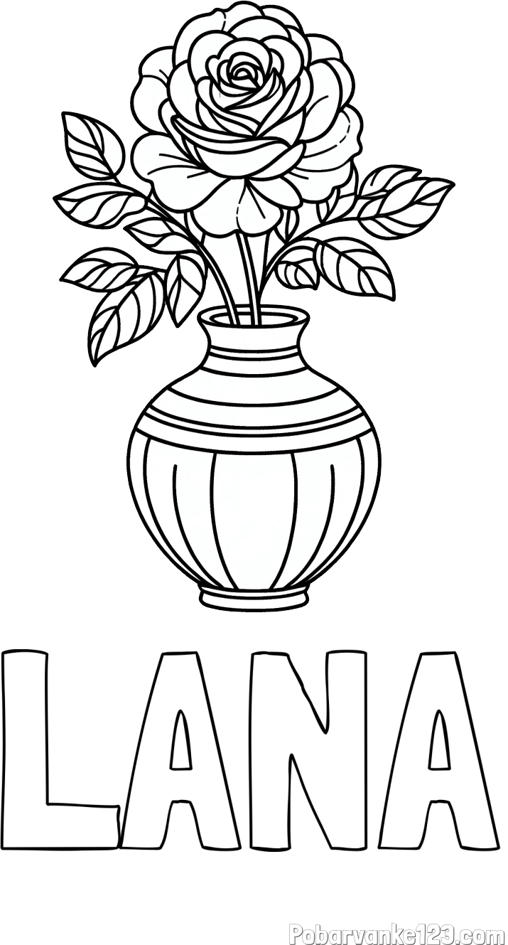 Pobarvanka imena LANA in pobarvanka vrtnice v vazi