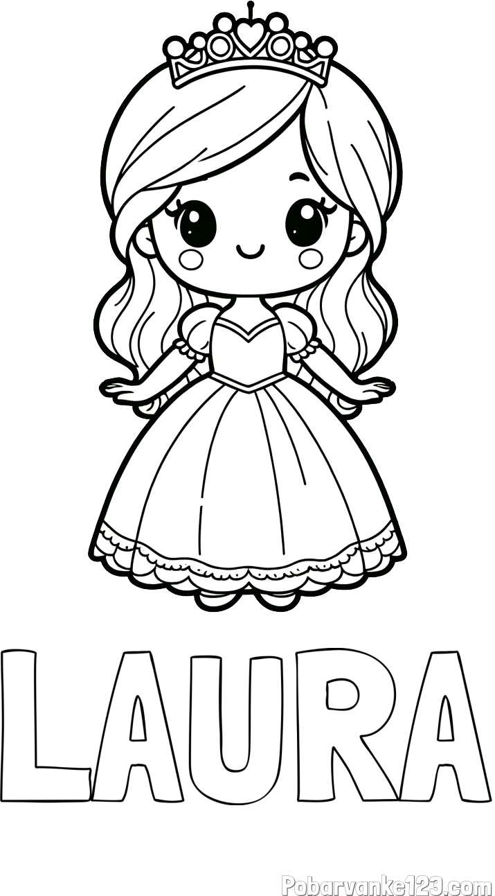Pobarvanka imena LAURA in pobarvanka ljubke princeske