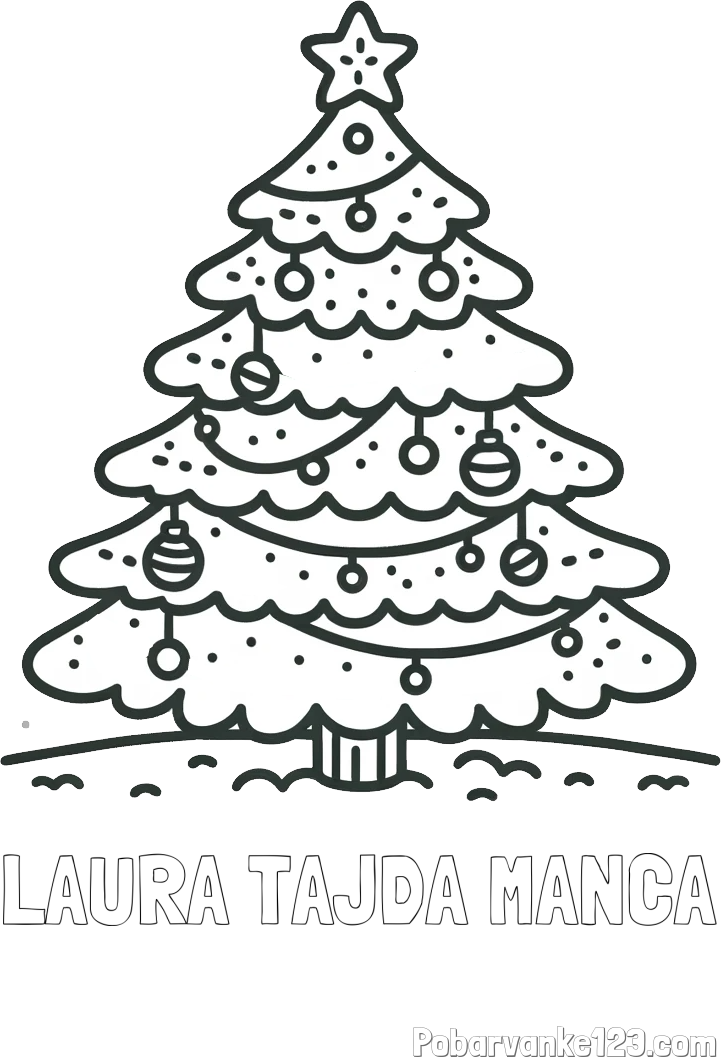 Pobarvanka imena LAURA TAJDA MANCA in pobarvanka božičnega drevesa