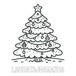Online izdelana pobarvanka - Pobarvanka imena LAURATAJDAMANCA in pobarvanka božičnega drevesa