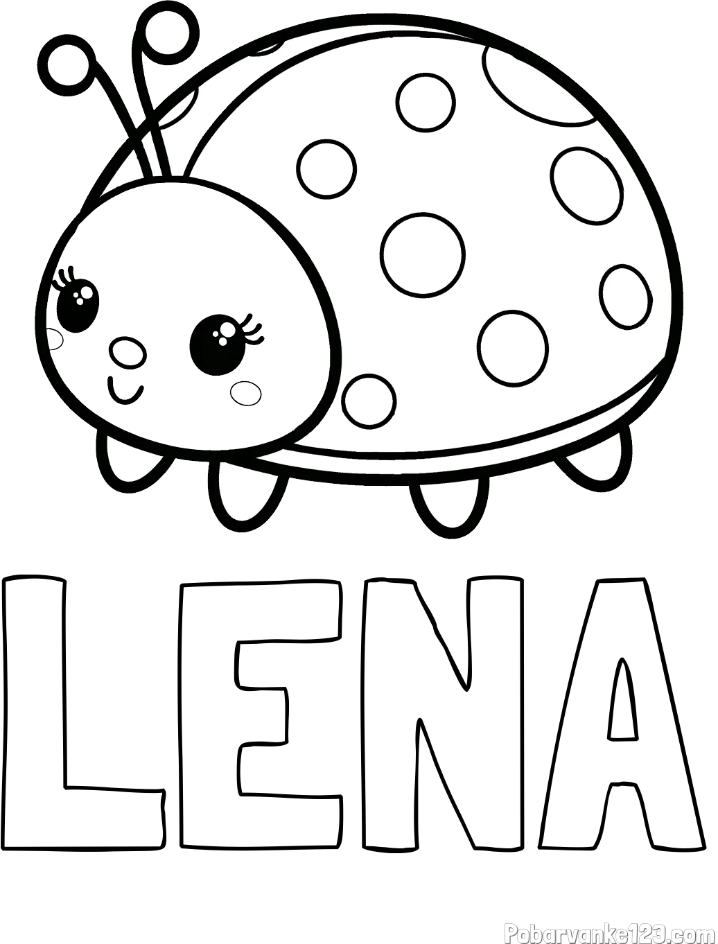 Pobarvanka imena LENA in pobarvanka ljubke pikapolonice