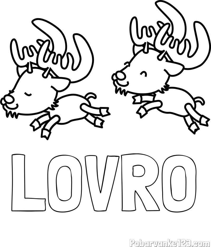 Pobarvanka imena LOVRO in jelenčka