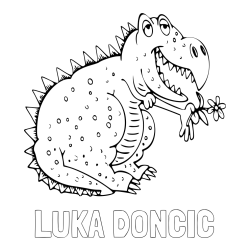 Online izdelana pobarvanka - Pobarvanka imena LUKA DONČIČ in pobarvanka veselega dinozavra