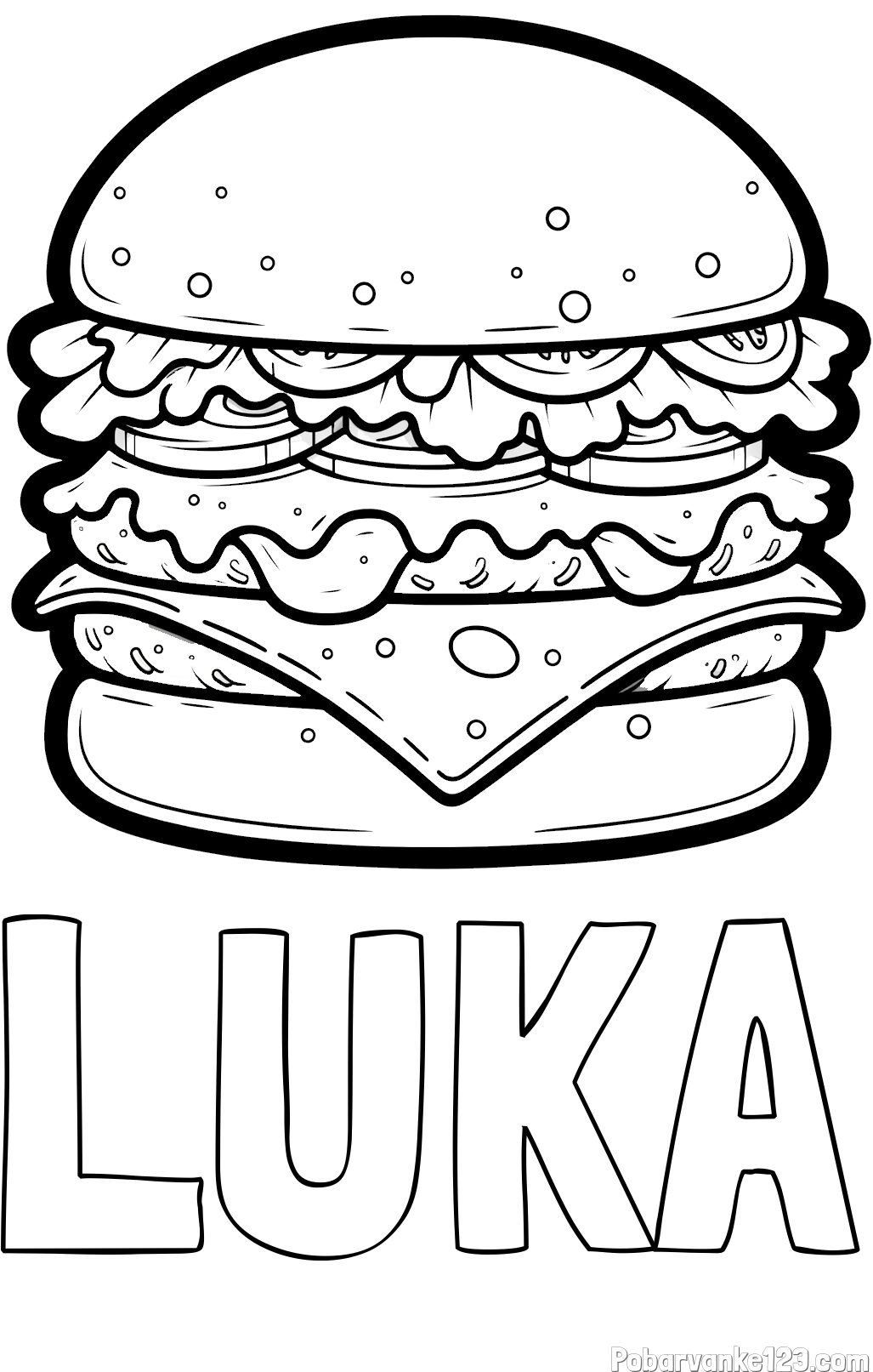Pobarvanka imena LUKA in pobarvanka hamburger