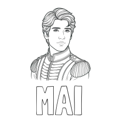 Online izdelana pobarvanka - Pobarvanka imena MAI in pobarvanka princa