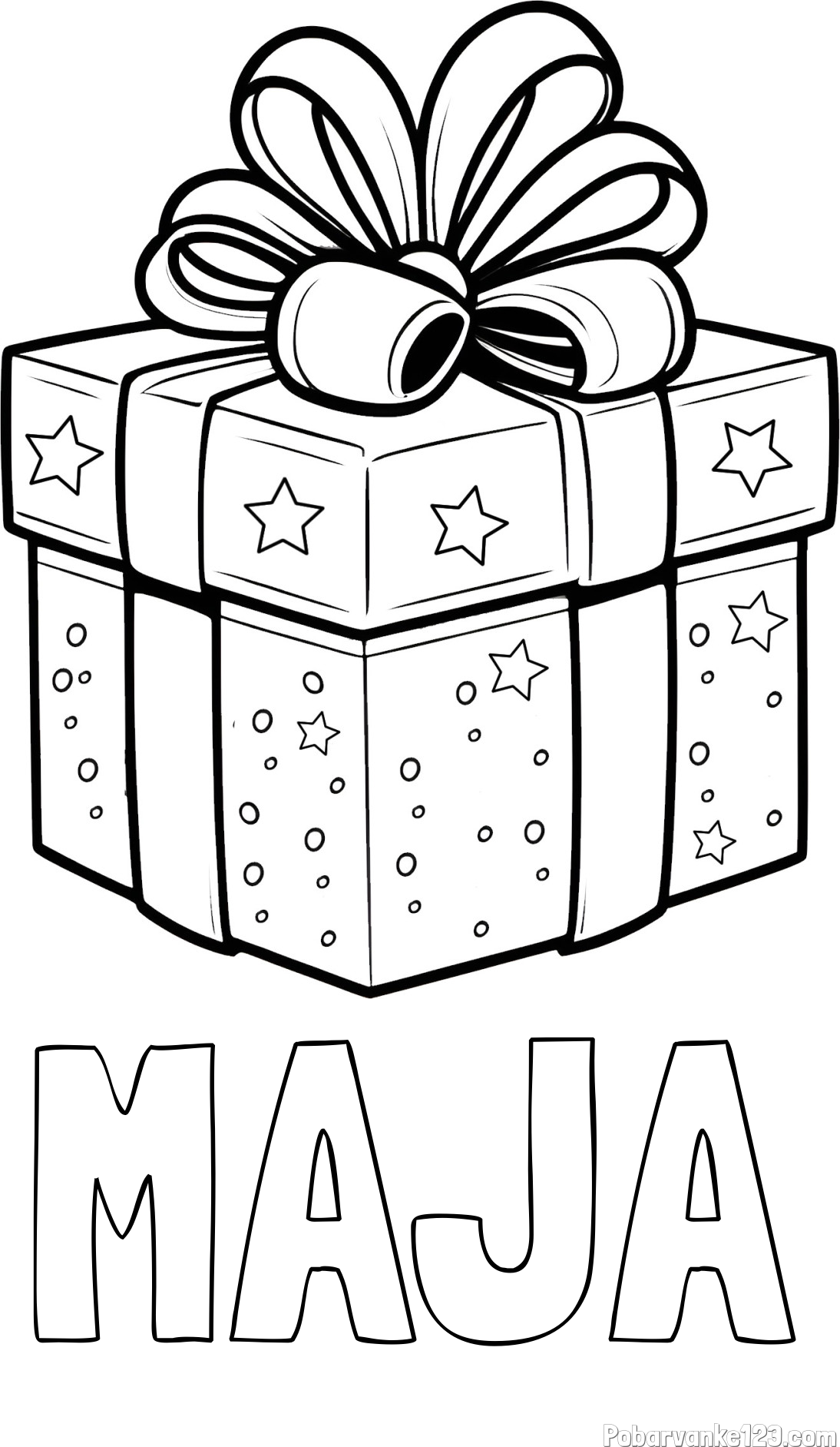 Pobarvanka imena MAJA in pobarvanka božičnega darila