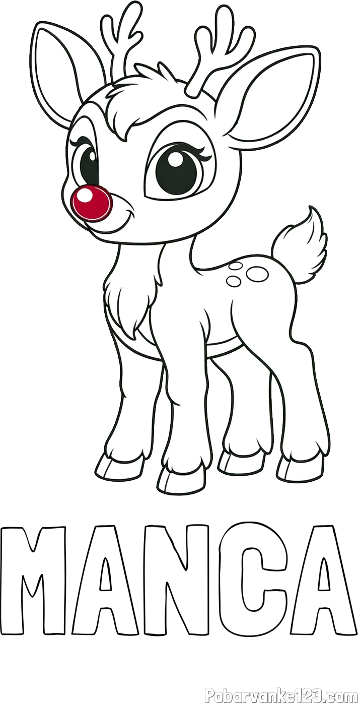 Pobarvanka imena MANCA in pobarvanka nasmejanega jelenčka Rudolfa