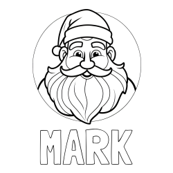 Online izdelana pobarvanka - Pobarvanka imena MARK in pobarvanka ljubkega in nasmejanega Božička