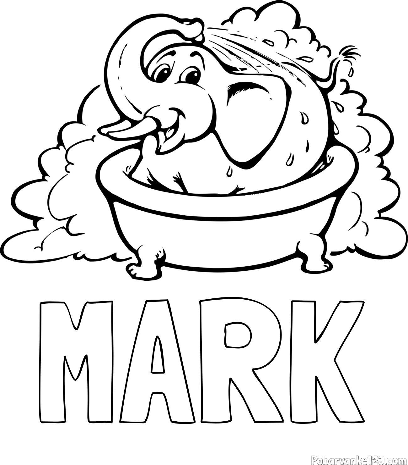 Pobarvanka imena MARK in pobarvanka nasmejanega slončka