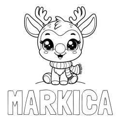 Pobarvanka imena MARKICA in otroška pobarvanka jelenčka Rudolfa s šalom okoli vratu