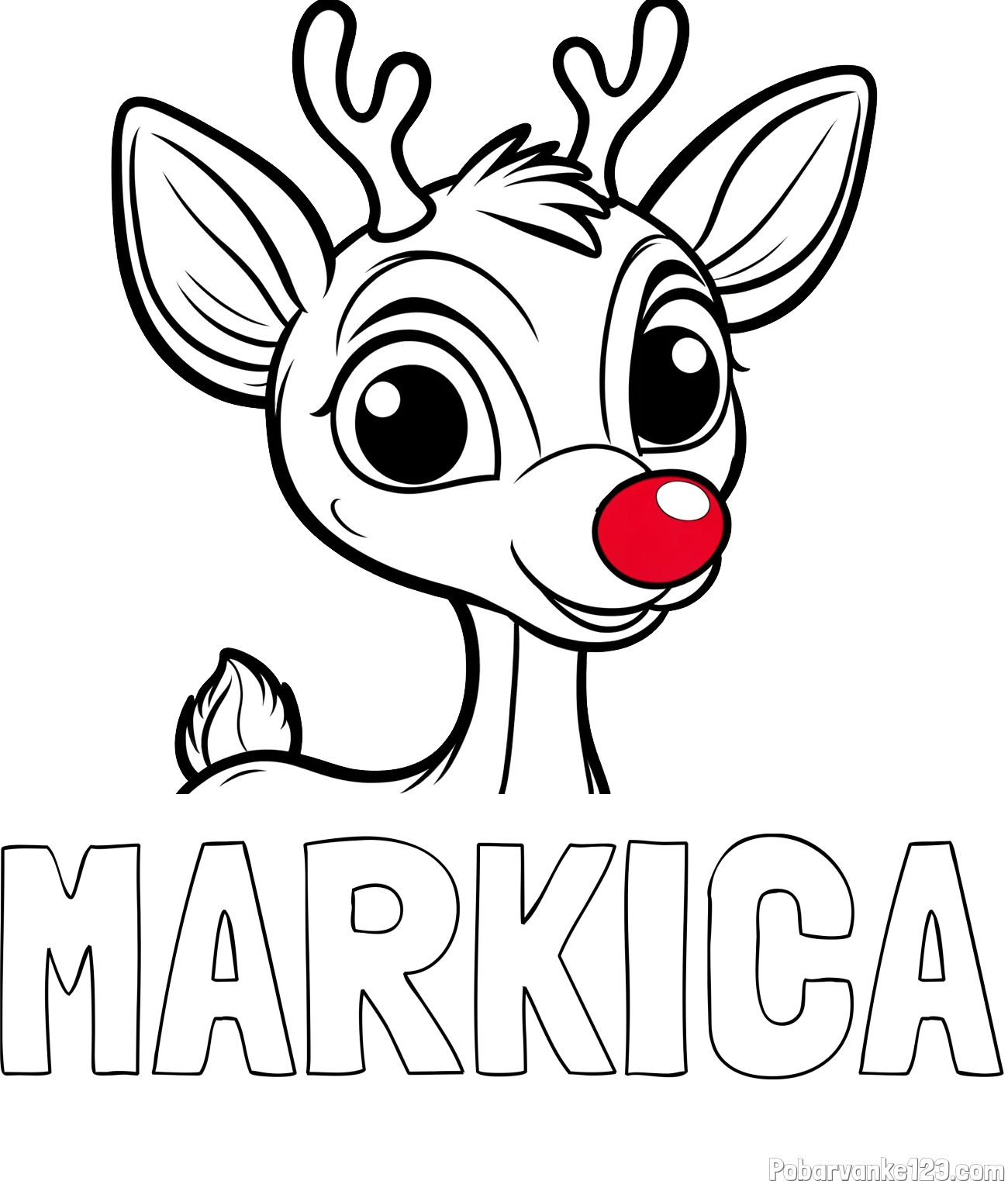 Pobarvanka imena MARKICA in pobarvanka ljubkega jelenčka Rudolfa