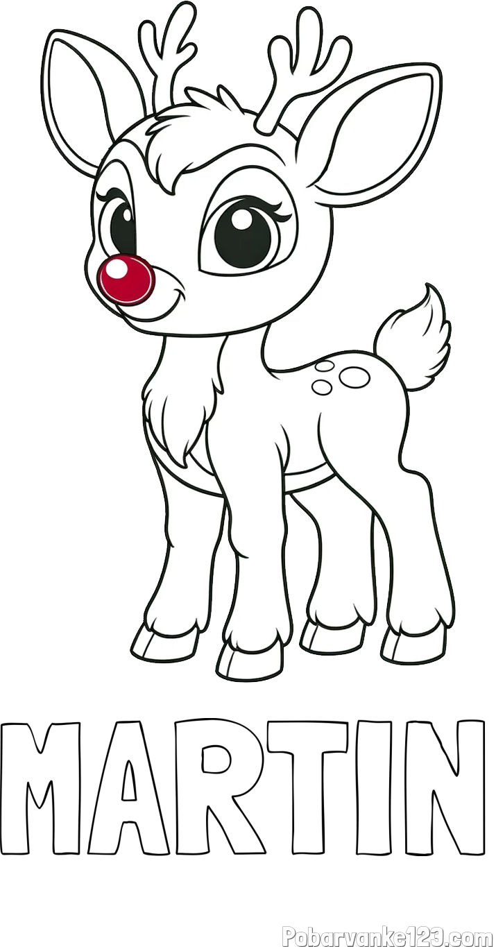 Pobarvanka imena MARTIN in pobarvanka nasmejanega jelenčka Rudolfa