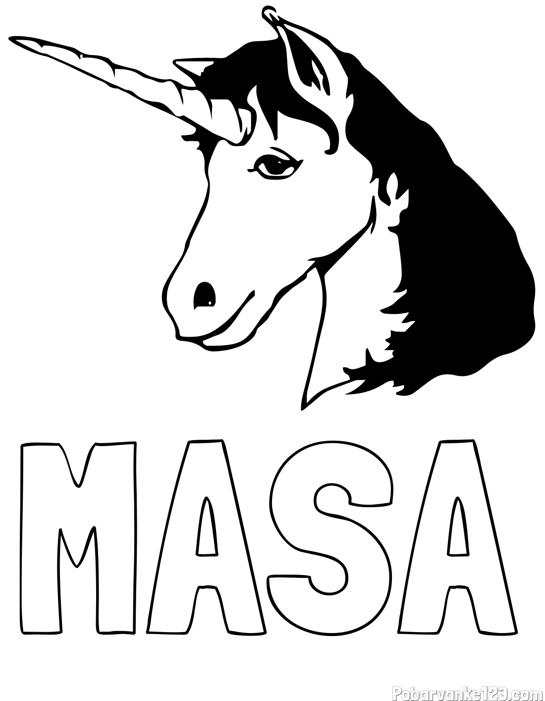 Pobarvanka imena MAŠA in pobarvanka samorog