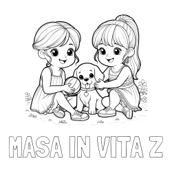 Online izdelana pobarvanka - Pobarvanka imena MAŠA IN VITA Ž in pobarvanka prijateljic s kužkom