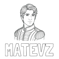 Online izdelana pobarvanka - Pobarvanka imena MATEVŽ in pobarvanka princa