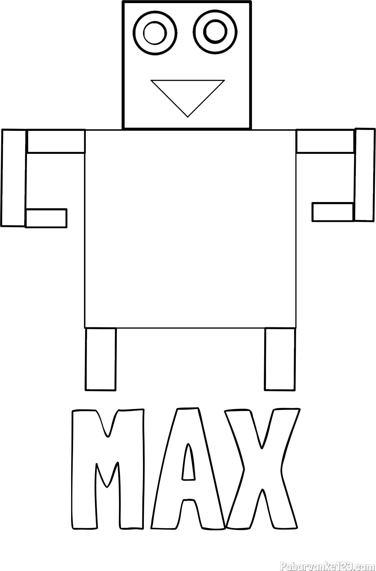 Pobarvanka imena MAX in pobarvanka smešnega robota
