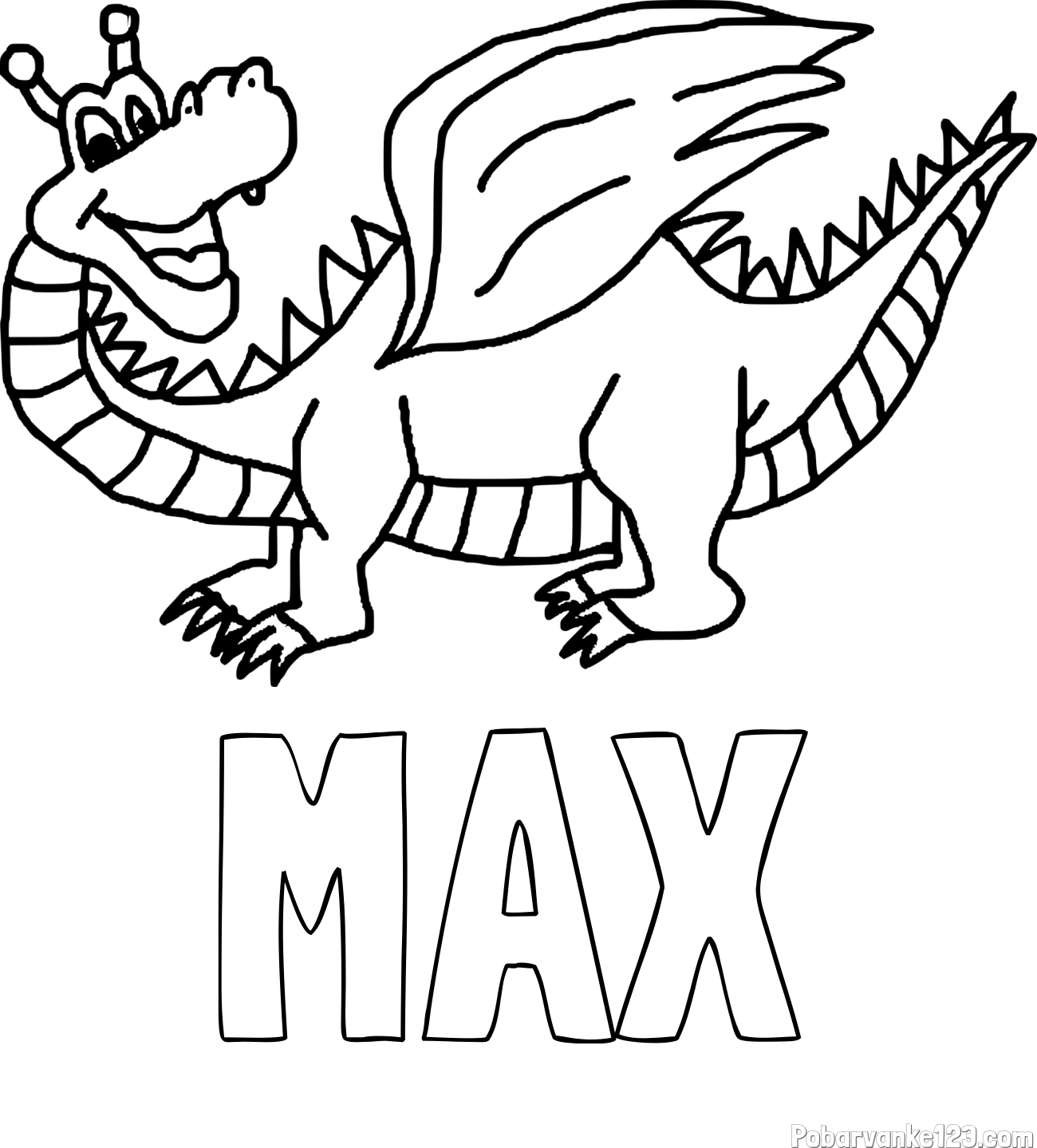 Pobarvanka imena MAX in pobarvanka zmajčka