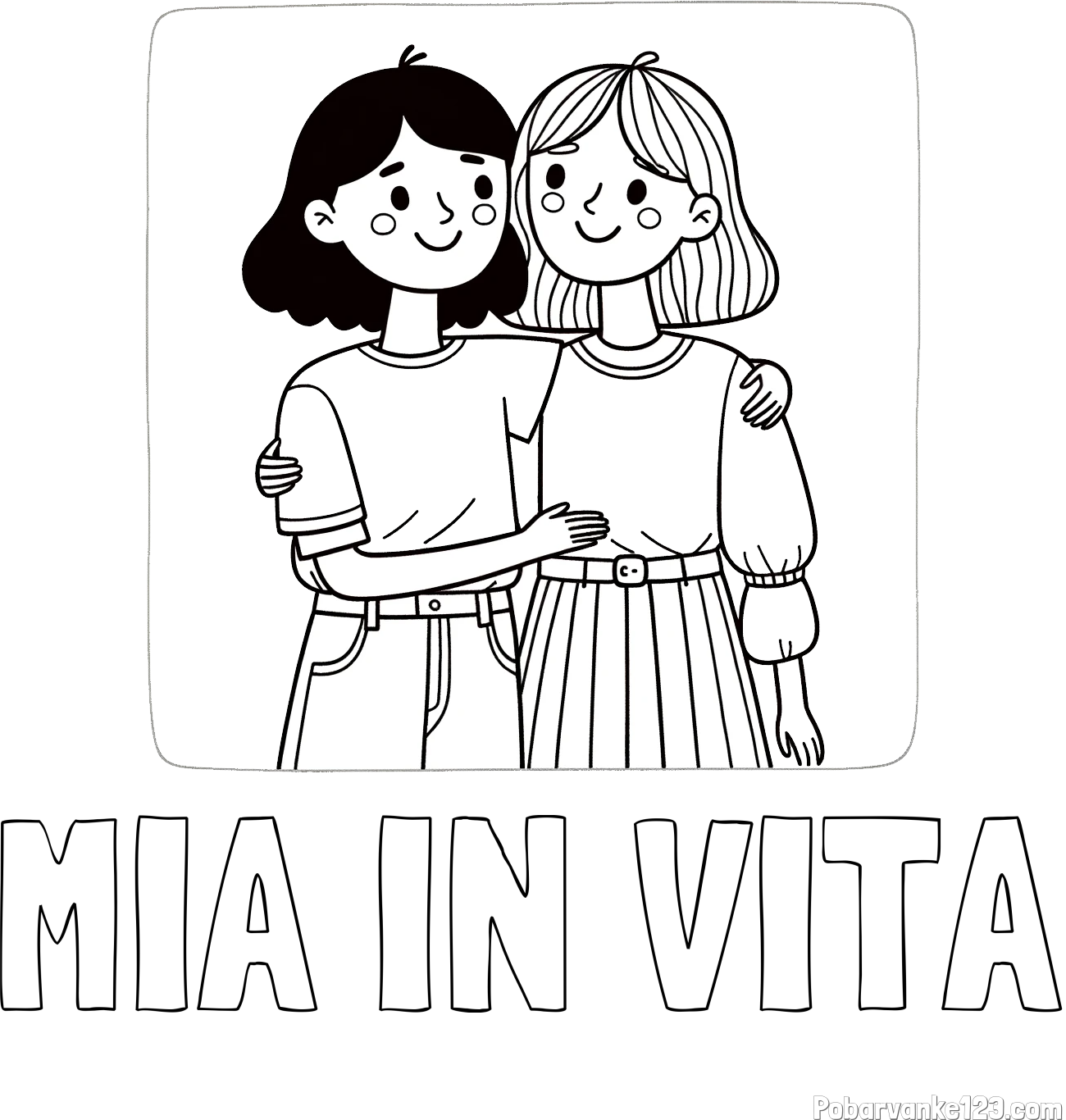 Pobarvanka imena MIA IN VITA in otroška pobarvanka dveh prijateljic